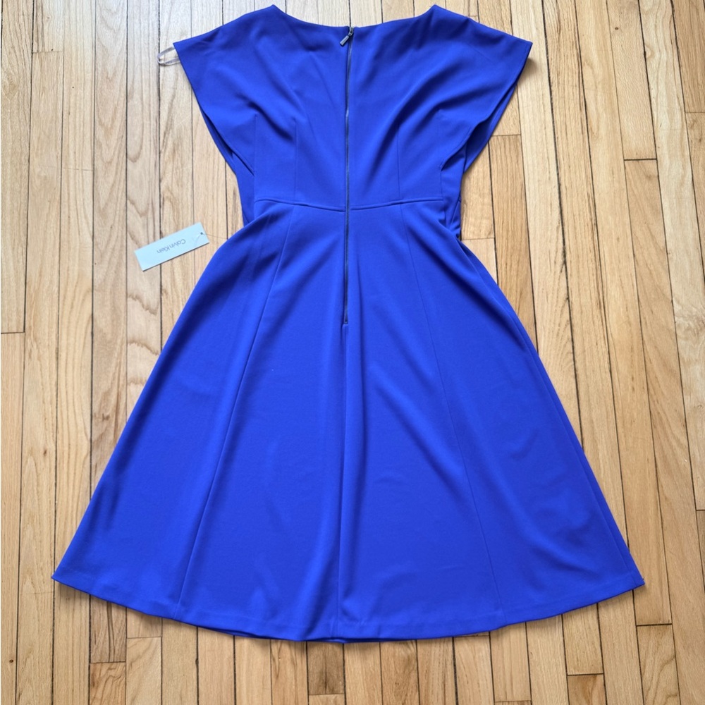 Calvin Klein fit and flare Royal Blue Midi Dress NWT - Picture 3 of 4